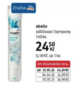 dm drogerie ebelin odličovací tampony nabídka