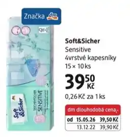 dm drogerie Soft&Sicher Sensitive 4vrstvé kapesníky nabídka
