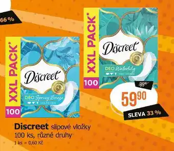 Discreet slipové vložky 100 ks, různé druhy