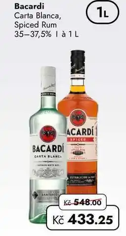 TRAVEL FREE Bacardi Carta Blanca, Spiced Rumi 35-37,5% à nabídka