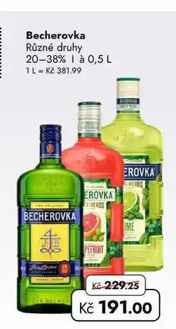 TRAVEL FREE Becherovka Různé druhy 20-38% 1 à nabídka