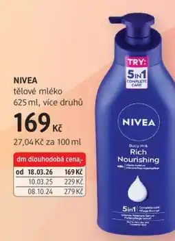 dm drogerie Nivea Tělové mléko nabídka