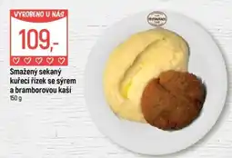 Globus Restaurace Smažený sekaný kuřecí řízek se sýrem a bramborovou kaší nabídka