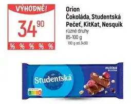 Globus Orion čokoláda studentská nabídka