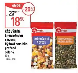 Globus Váš výběr směs ořechů a ovoce, dýňová semínka pražená solená nabídka