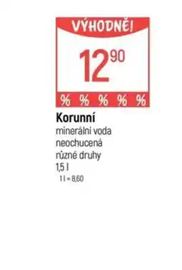 Globus Korunní minerální voda neochucená nabídka