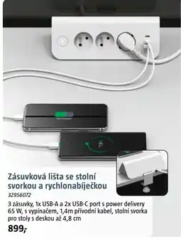 Bauhaus Zásuvková lišta se stolní svorkou a rychlonabíječkou nabídka
