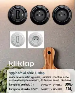 Bauhaus kliklap kompletní vypínač, ř. 1 nabídka