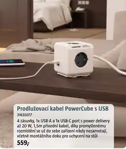 Bauhaus Prodlužovací kabel PowerCube s Usb nabídka