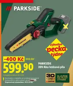 Lidl Parkside 20V Aku řetězová pila nabídka