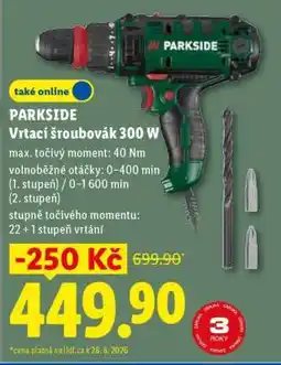 Lidl PARKSIDE Vrtačí šroubovák 300 W nabídka