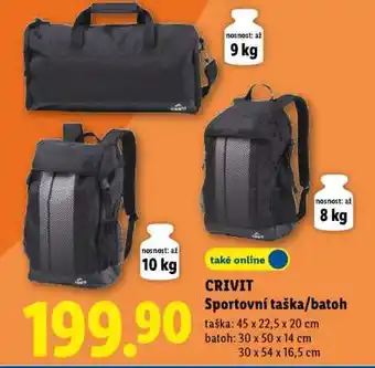 CRIVIT SPORTOVNÍ TAŠKA/BATOH