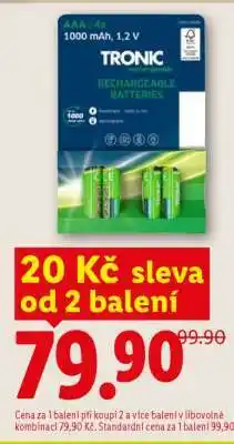 Lidl TRONIC Rechargeable Batteries AAA 4x nabídka