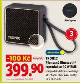 Lidl TRONIC Přenosný Bluetooth reproduktor 10 W RMS nabídka