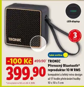 Lidl TRONIC Přenosný Bluetooth reproduktor 10 W RMS nabídka