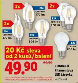 Lidl Livarno Filamentová LED žárovka nabídka