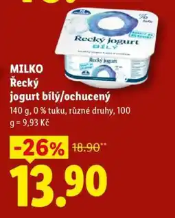 Lidl Milko ŘECKÝ JOGURT BÍLÝ OCHUCENÝ nabídka
