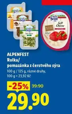 Lidl ALPENFEST Rolka/pomazánka z čerstvého sýra nabídka