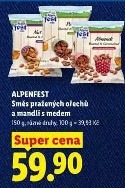 Lidl ALPENFEST Směs pražených ořechů a mandlí s medem nabídka