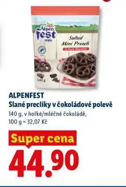 Lidl ALPENFEST Slané preclíky v čokoládové polevě nabídka