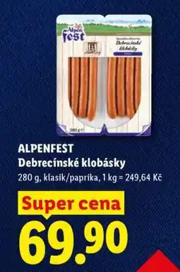 Lidl ALPENFEST Debrecínské klobásky nabídka