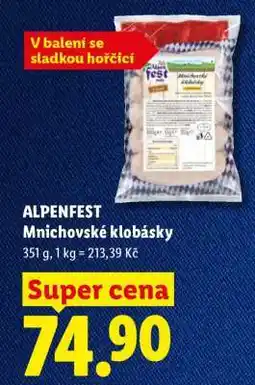 Lidl ALPENFEST Mnichovské klobásky nabídka