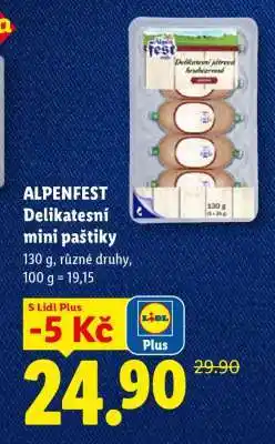 Lidl ALPENFEST Delikatesní mini paštiky nabídka