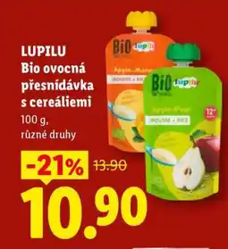 Lidl LUPILU Bio ovocná přesnídávka s cereáliemi nabídka