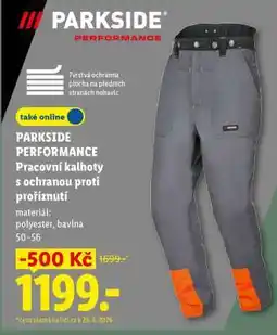 Lidl PARKSIDE PERFORMANCE Pracovní kalhoty s ochranou proti proříznutí nabídka