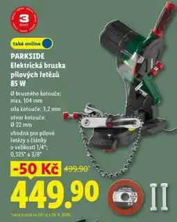 Lidl Parkside Elektrická bruska pilových řetězů 85 W nabídka
