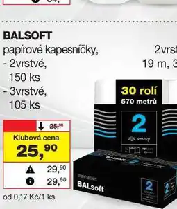 Barvy a laky drogerie BALSOFT papírové kapesníčky, - 2vrstvé, 150 ks nabídka
