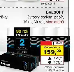 Barvy a laky drogerie BALSOFT 2vrstvý toaletní papír, 19 m, 30 rolí nabídka