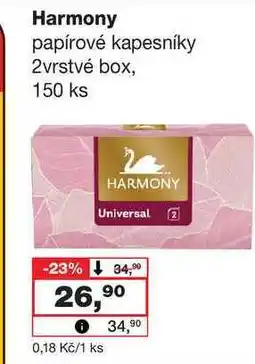 Barvy a laky drogerie Harmony papírové kapesníky 2vrstvé box, 150 ks nabídka