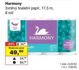 Barvy a laky drogerie Harmony 3vrstvý toaletní papír, 17,5 m, 8 rolí nabídka