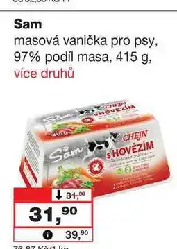 Barvy a laky drogerie Sam masová vanička pro psy, 97% podíl masa nabídka
