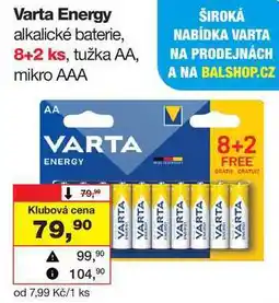 Barvy a laky drogerie Varta Energy alkalické baterie, 8+2 ks, tužka AA, mikro AAA nabídka
