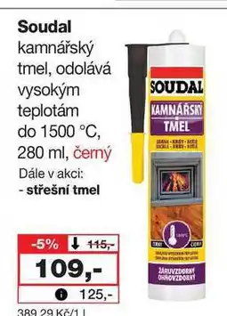 Barvy a laky drogerie Soudal kamnářský tmel, odolává vysokým teplotám do 1500 °C, 280 ml, černý nabídka