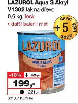 Barvy a laky drogerie LAZUROL Aqua S Akryl V1302 lak na dřevo, 0,6 kg, lesk nabídka