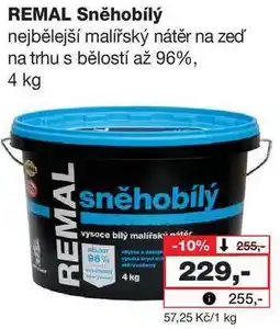 Barvy a laky drogerie REMAL Sněhobílý nejbělejší malířský nátěr na zeď na trhu s bělostí až 96% nabídka
