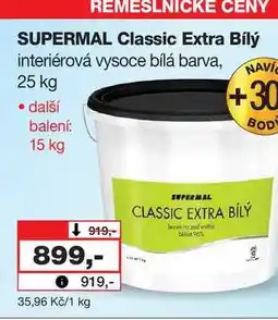 Barvy a laky drogerie SUPERMAL Classic Extra Bílý interiérová vysoce bílá barva nabídka