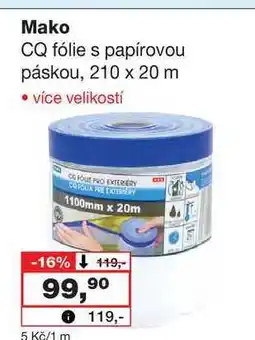 Barvy a laky drogerie Mako CQ fólie s papírovou páskou, 210 x 20 m nabídka