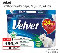 Barvy a laky drogerie Velvet 3vrstvý toaletní papír nabídka
