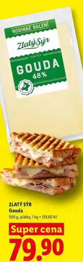 Lidl ZLATÝ SÝR Gouda, 500 g, plátky nabídka