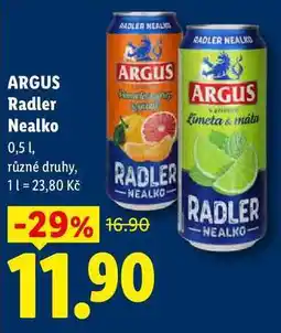 Lidl ARGUS Radler Nealko, 0,5 1 nabídka