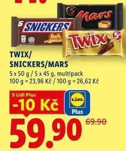 Lidl TWIX/ SNICKERS/MARS, 5 x 50 g/5 x 45 g, multipack nabídka