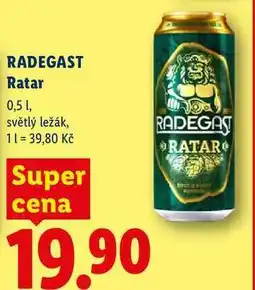 Lidl RADEGAST Ratar, 0,5 1, světlý ležák nabídka