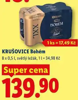 Lidl KRUŠOVICE Bohém, 8 x 0,5 l, světlý ležák nabídka
