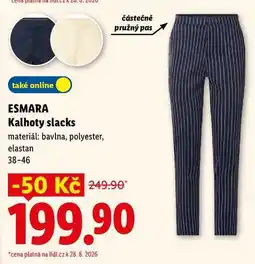 Lidl ESMARA Kalhoty slacks nabídka