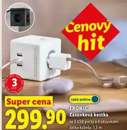 Lidl TRONIC Zásuvková kostka, se 3 USB porty a 4 zásuvkami délka kabelu: 1,5 m nabídka