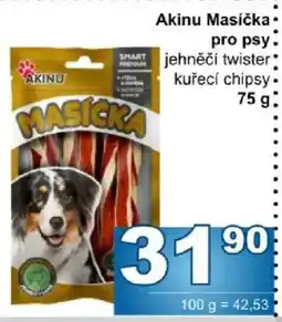 Jip Akinu masička pro psy jehněčí twister kuřecí chipsy nabídka
